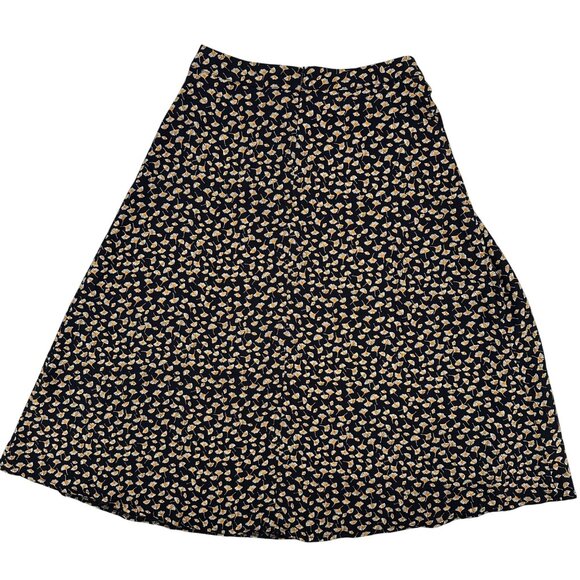 RR Womens Black Floral Wrap Front Zipper Midi A-Line Skirt Size 4 - Picture 2 of 11